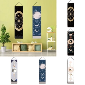 Moon Phase Wall Tapestry Astrology Bohemian Decorative Hanging With Wood Rod And Tassels For Living Room Bedroom