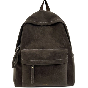 Large Capacity PU Leather Backpack Contrast Stitching Retro Minimalist Preppy Style School Bag For Women Students