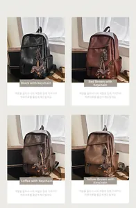 Detailed comparison of vintage leather backpacks in black, coffee, and brown leather options