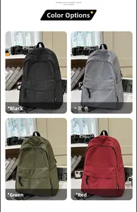 Collage of checkered nylon backpacks in black, grey, green, and red colors
