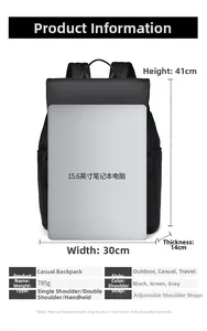 Detailed size chart for 15.6 inch laptop backpack showing height 41cm and weight 785g