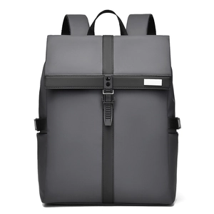 Minimalist dark gray roll-top backpack with waterproof matte finish and buckle closure