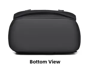 Detailed bottom view of the black street fashion backpack showing durable waterproof fabric