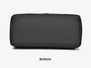 Detail view of the durable black waterproof backpack base with precision reinforced stitching