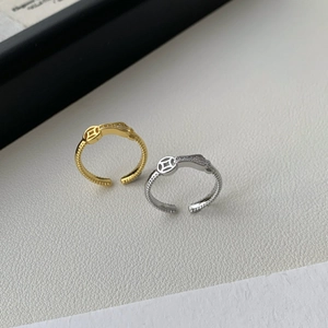 Bague vintage avec zircon et motif pièce de monnaie en or et argent ajustable