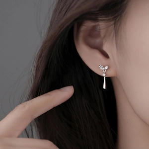 Leaf Zircon Stud Earrings Copper Water Drop Tassel Long Dangle Elegant Luxury Jewelry For Women