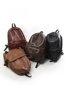 Detailed comparison of four retro leather backpacks in various vintage colors and textures