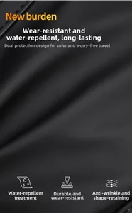 Detail of water-resistant and wear-resistant black high-density nylon fabric of the backpack