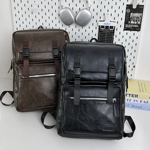 Sac à dos vintage en cuir PU pour voyage à grande capacité et design à boucles