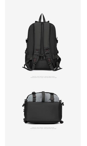 Detail des taktischen Rucksacks mit atmungsaktivem Netzrücken und verstärkter Bodennaht