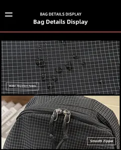 Waterproof nylon fabric with checkered pattern and dual smooth zippers for travel backpack