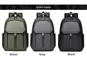 Detailed comparison of urban backpacks in military green, grey, and black waterproof fabric