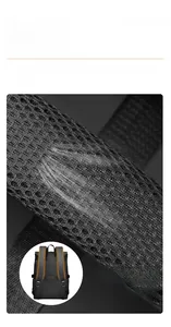 Detail of breathable 3D honeycomb mesh shoulder straps with thick cushioning on backpack