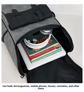 Detailed interior of high-capacity commuter backpack showing laptop and A4 storage space