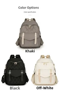 Vue détaillée des sacs à dos matelassés en coloris kaki, noir et beige élégant