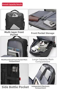 Detailed interior storage compartments of a large 19 inch black laptop backpack