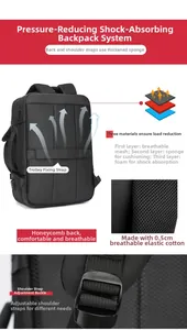 Detail of 19-inch laptop backpack featuring a breathable honeycomb mesh back padding