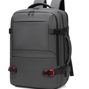 19-inch dark grey laptop backpack for business travel with external USB port