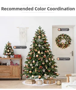 Luxuriöses champagnergoldenes Weihnachtsbaum-Set mit warmen LEDs und edler Dekoration