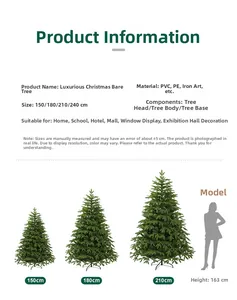 Comparaison de taille d'arbres de Noël PE PVC avec silhouette féminine de 163 cm