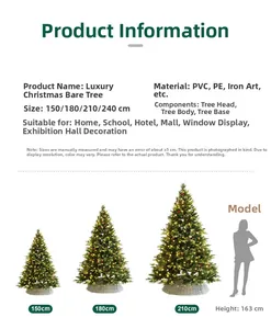 Confronto dimensioni tra alberi di Natale deluxe in PVC e PE da 150-240 cm con una modella