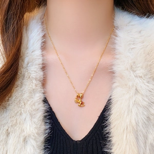 Elegant Copper Rocking Horse Pendant Necklace With Zircon Ring And Coin Charm Fashion Jewelry For Women