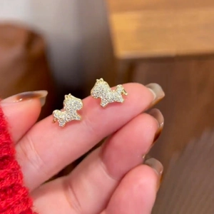 Luxury horse stud earrings with gold plating and sparkling cubic zirconia for women