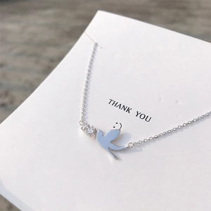 Collier Pendentif Oiseau Hirondelle Minimaliste Avec Zircon Chaîne En Cuivre Délicate Pour Femmes Bijoux Simples