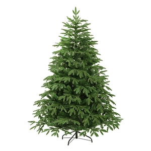 Sapin de Noël vert dense en mélange PE avec branches fournies et support métallique