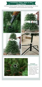 Detail of Christmas tree assembly showing metal base and automatic opening mechanism