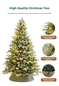 Détail du sapin de Noël enneigé de 1,8 m avec lumières LED et support en métal