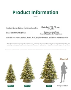 Spécifications de taille pour un sapin de Noël floqué de luxe avec lumières