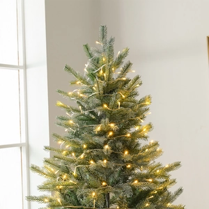 Sapin de Noël de luxe de 1,8m floqué avec poudre colorée et guirlandes LED chaudes