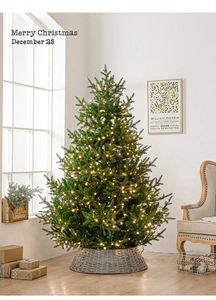 Lujoso árbol de Navidad artificial con luces LED y base de estilo tejido color gris