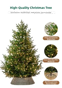 Detalle del árbol de Navidad artificial de 2,1 m con agujas de PVC y base de hierro reforzada