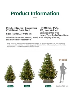 Tabla de tallas de árbol de Navidad artificial de 150-240cm con referencia de altura real