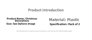 Detail showing plastic Christmas tree hanging decorations in a pack of two pieces