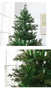 Close-up of realistic PE mixed pine needles on 1.8m lush artificial Christmas tree