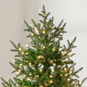 Árbol de Navidad artificial de 2,1 m con agujas densas e iluminación LED cálida