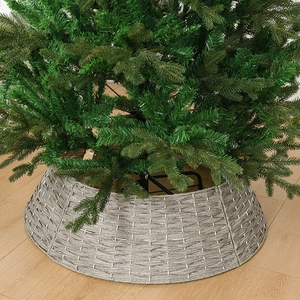 Deluxe 1.8m mixed PE pine Christmas tree with a textured grey woven tree collar base