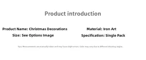 Detailed specification sheet for Christmas painted iron bell ornament with material info