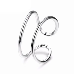 Geometric Minimalist Double Layer Open Ring Polished Copper Adjustable Fashion Jewelry Gift For Women