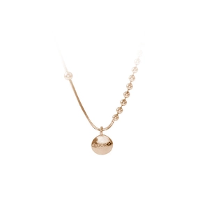 Rose gold Lucky pendant necklace featuring asymmetrical snake and ball chain design
