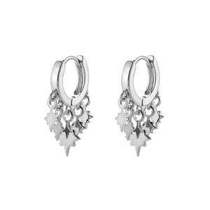 Minimalist 925 sterling silver hoop earrings with cascading star charms and tassel effect