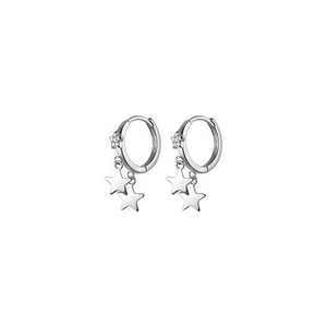 Detailed view of silver star earrings with micro-inlaid zircons and polished finish