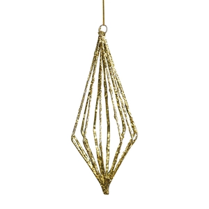 Glittering gold geometric diamond Christmas ornament with hanging string for tree decoration