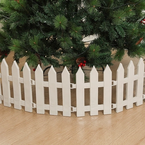 White Plastic Christmas Tree Fence Picket Slat Surround Decoration For Holiday Home Party Detachable Miniature Garden Fence