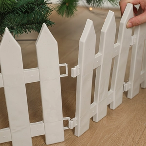 White plastic picket fence for Christmas tree decoration with snap-lock design