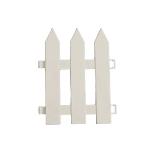 White plastic Christmas tree fence with picket design and interlocking side connectors