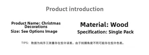 Detaillierte Produktspezifikationen für handgefertigte Weihnachtsrentier-Deko aus Holz auf Weiß